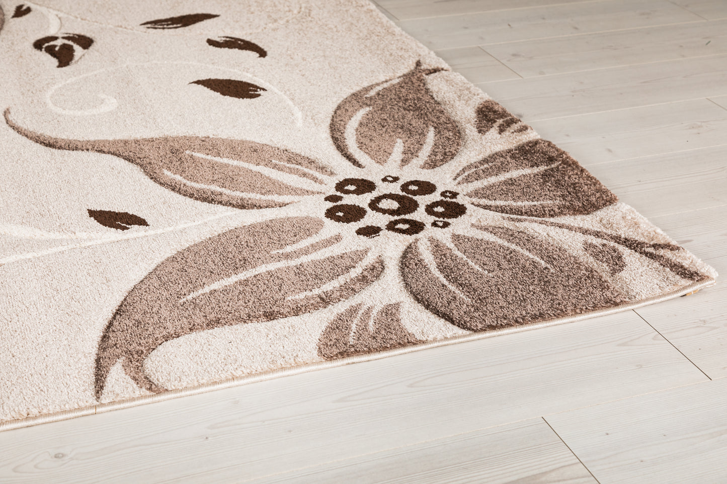 Eylül Kávé-Bézs Virág Mintás Szőnyeg