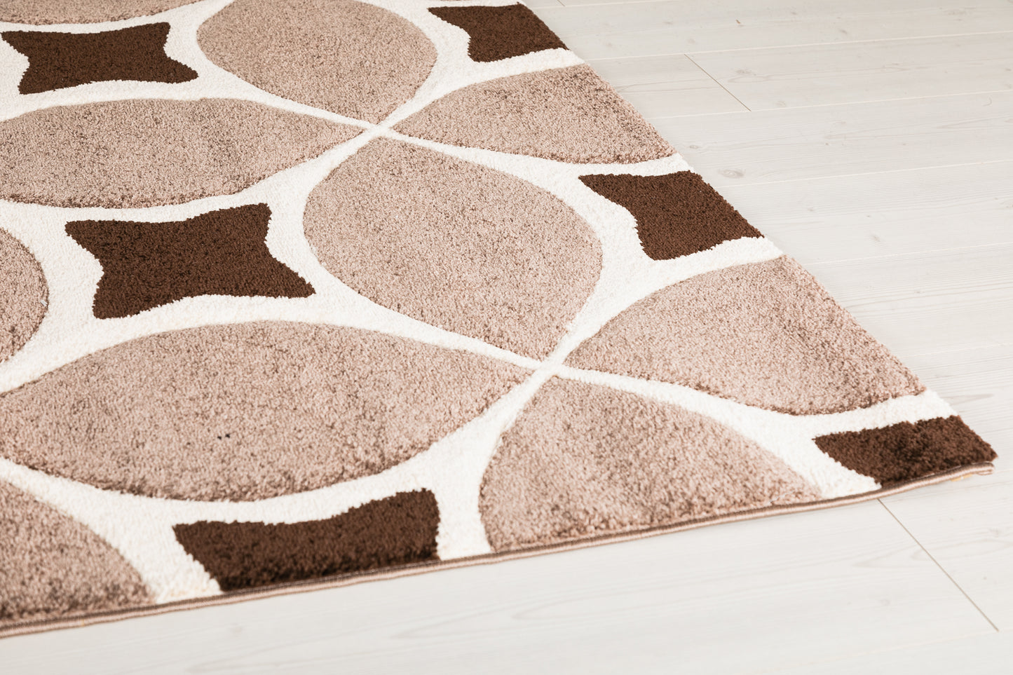 Eylül Kávé-Vizon Körkörös Mintás Szőnyeg