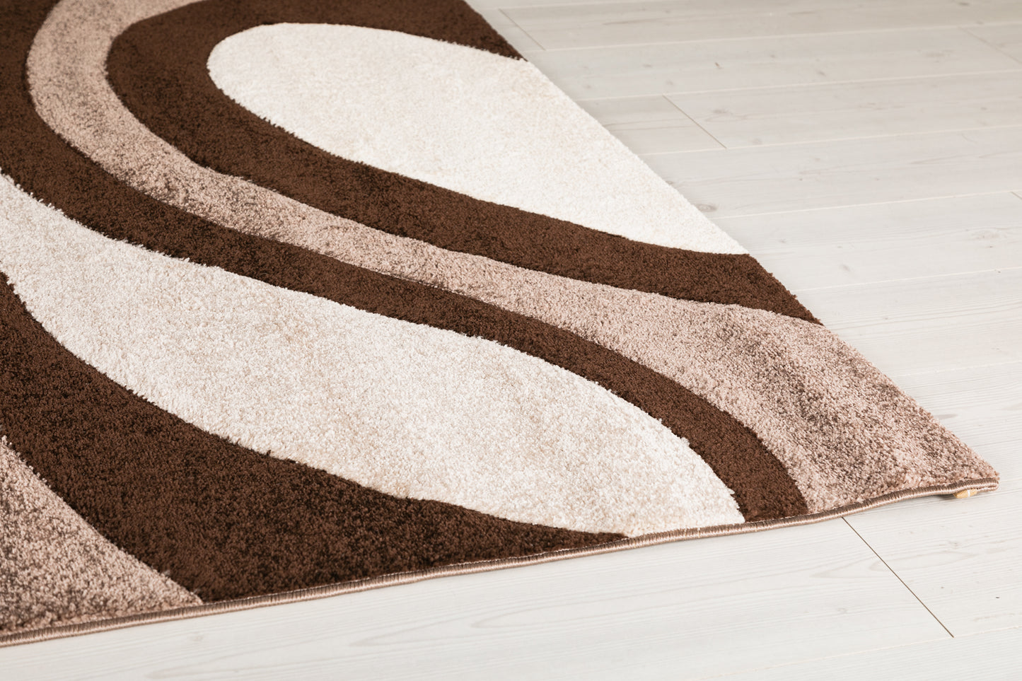 Eylül Kávé-Fehér Hullámos Mintázatú Szőnyeg