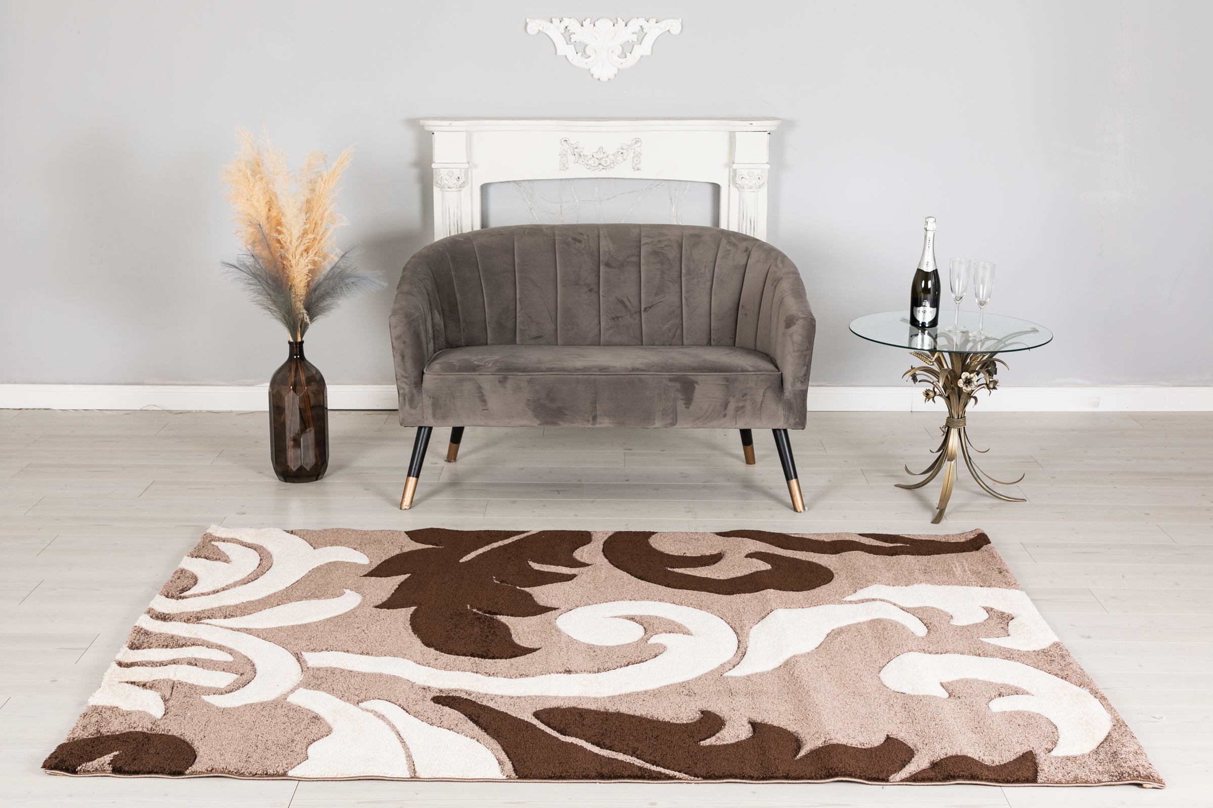 Eylül Barna Fehér Modern Szőnyeg