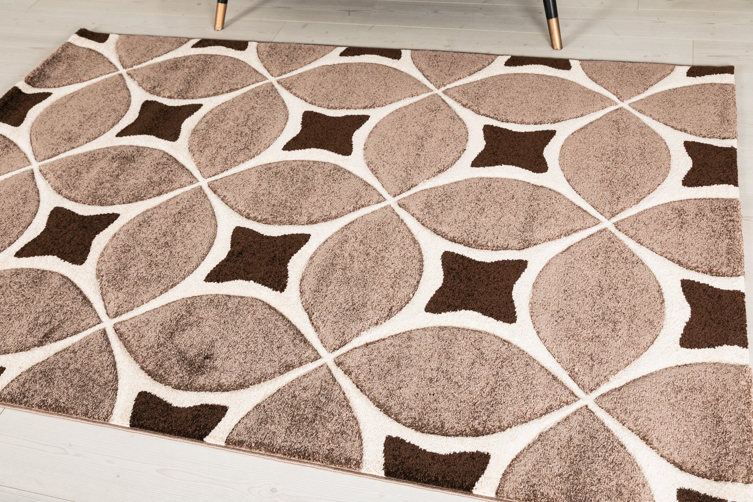 Eylül Kávé-Vizon Körkörös Mintás Szőnyeg