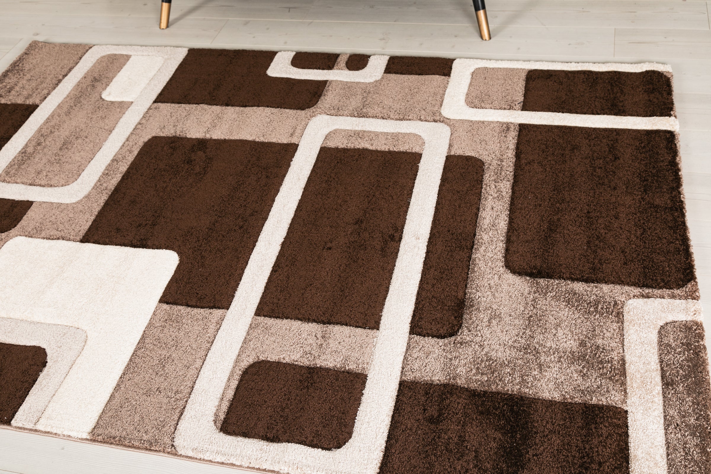 Eylül Barna Fehér Téglamintás Szőnyeg